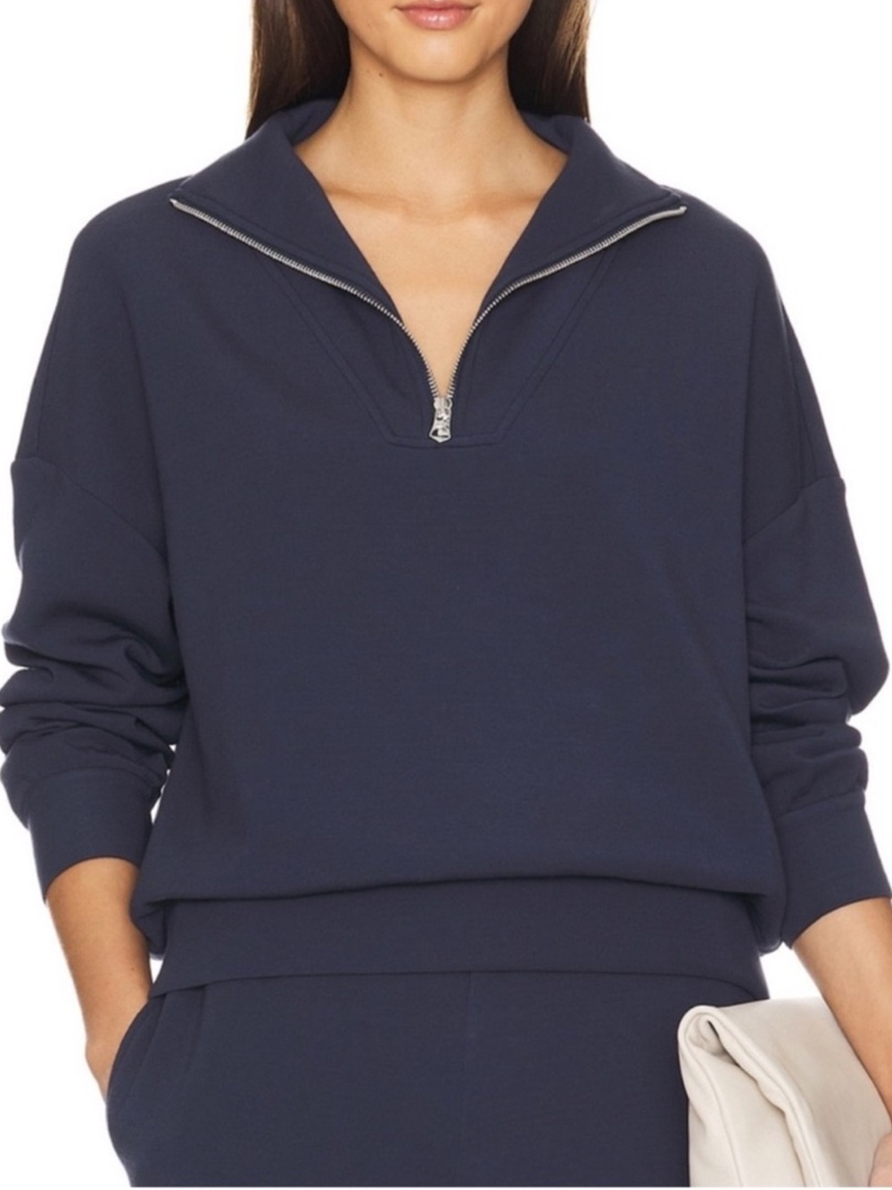 Varley Hawley Half Zip Sweatshirt in Dark Blue